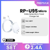 REMAX - RP-U95 Micro Kiddy Series Travel Charger Set (2.4A) - White